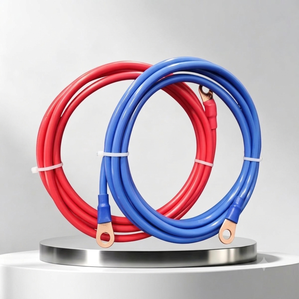 Pure copper Cable battery Inverter 10 Square mm 2 meter ( 1 pair Red & Blue)